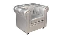 Fauteuil enfant argent&eacute;  -  BABY CHESTERFIELD