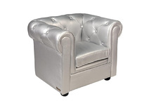 Fauteuil enfant argent&eacute;  -  BABY CHESTERFIELD