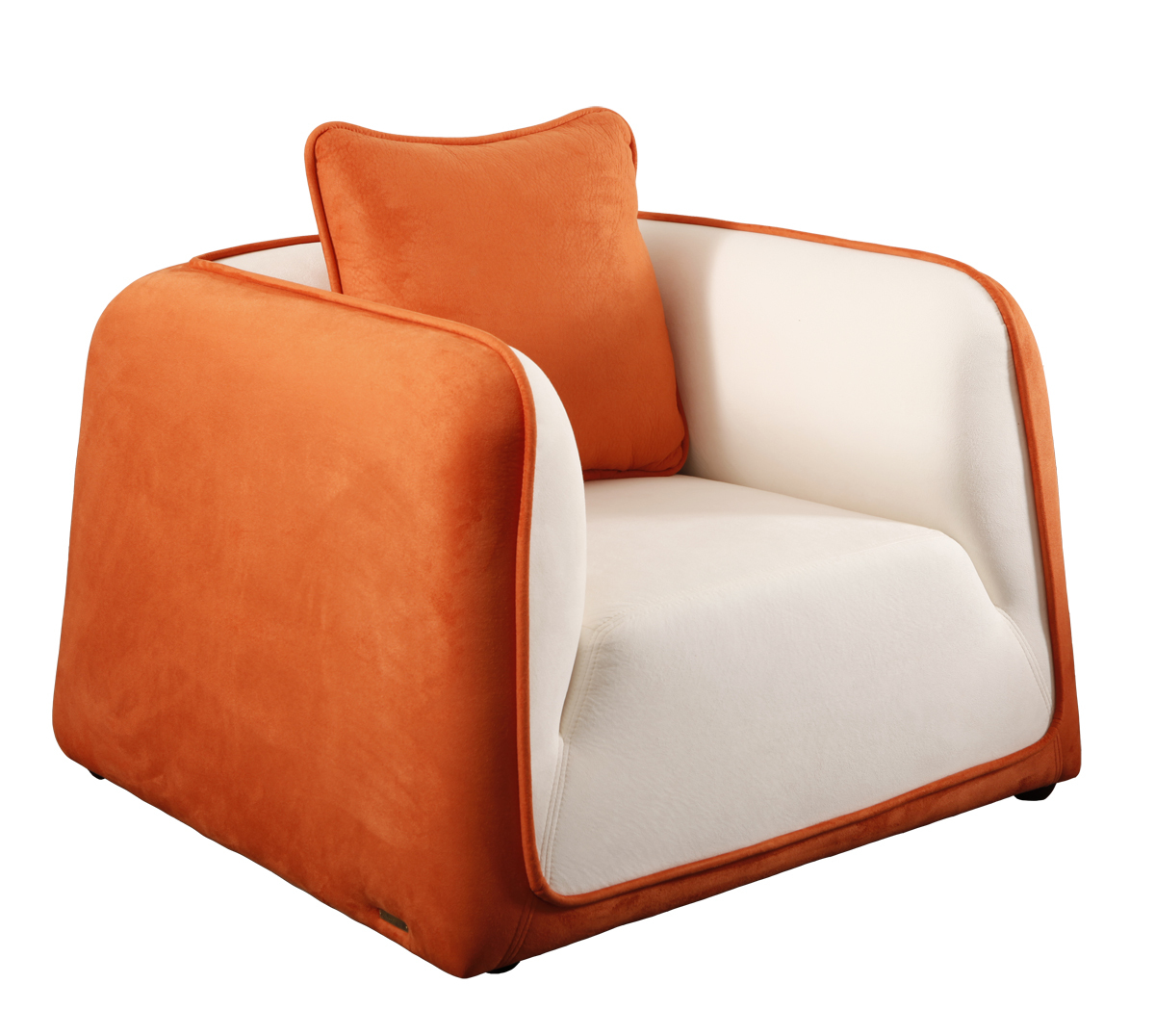 Fauteuil moderne blanc et orange en microfibre Italia