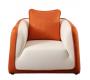 Fauteuil moderne blanc et orange en microfibre Italia