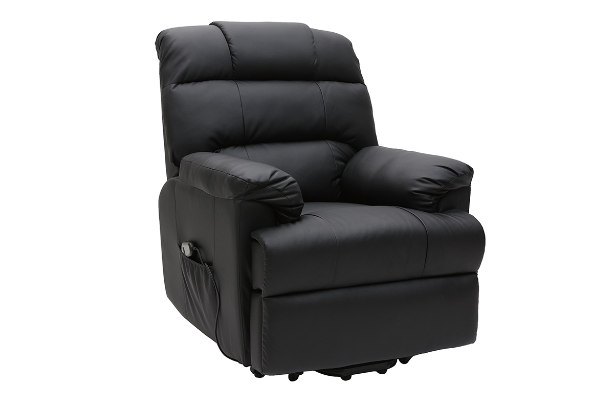 Fauteuil relax &eacute;lectrique releveur noir PHOEBE