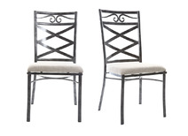 Lot de 2 chaises baroques noires m&eacute;tal VENEZIA