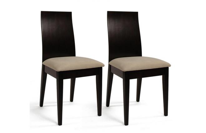 Lot de 2 chaises cuisine / salle &agrave; manger EVA ch&ecirc;ne malaisien  - coloris wenge