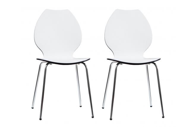 Lot de 2 chaises design cuisine blanches et noires AVA
