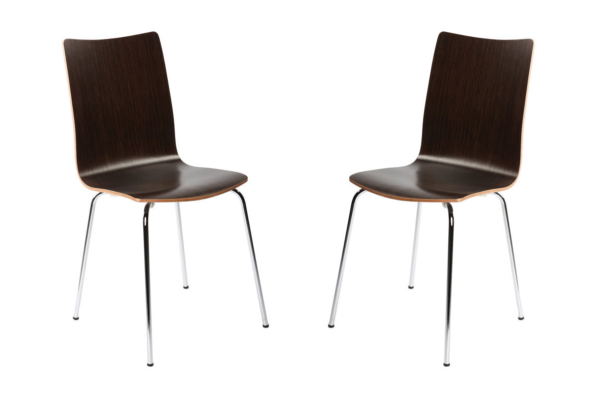 Lot de 2 chaises design cuisine bois chocolat  ELLA