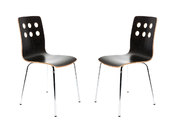 Lot de 2 chaises design cuisine bois noir TARA