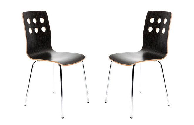 Lot de 2 chaises design cuisine bois noir TARA