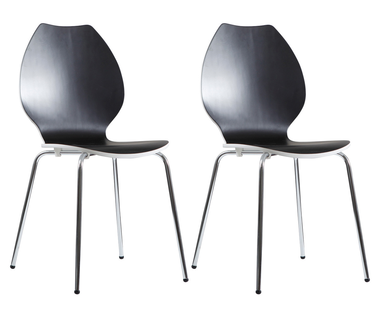Lot de 2 chaises design cuisine noires et blanches AVA