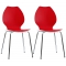 Lot de 2 chaises design cuisine rouges et blanches AVA