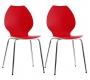 Lot de 2 chaises design cuisine rouges et blanches AVA