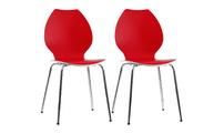 Lot de 2 chaises design cuisine rouges et blanches AVA