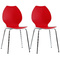 Lot de 2 chaises design cuisine rouges et blanches AVA