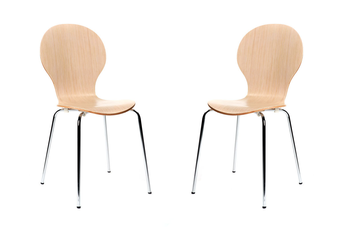 Lot de 2 chaises design empilables bois naturel NEW ABIGAIL