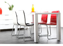 Lot de 2 chaises design rouges et blanches JADA