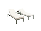 Lot de 2 chaises longues + table r&eacute;sine tress&eacute;e gris MARQUISES