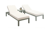 Lot de 2 chaises longues + table r&eacute;sine tress&eacute;e gris MARQUISES