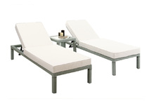 Lot de 2 chaises longues + table r&eacute;sine tress&eacute;e gris MARQUISES