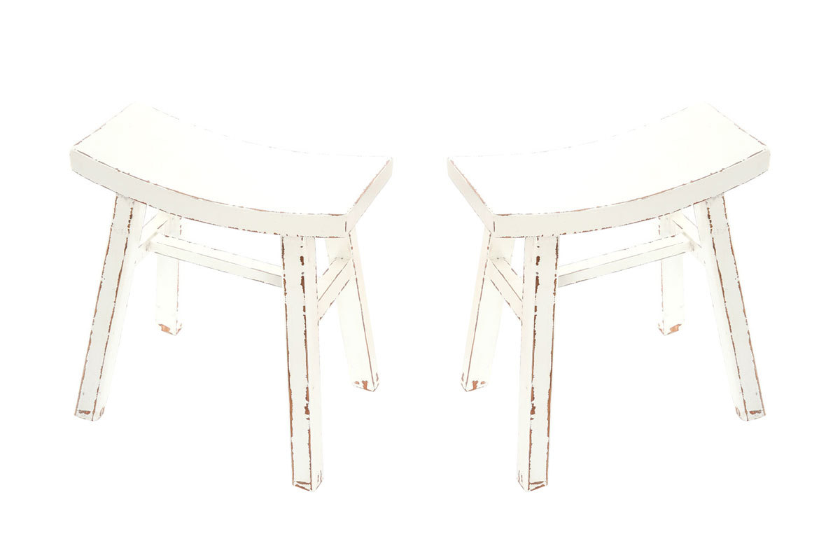 Lot de 2 tabourets baroques blancs ETALON