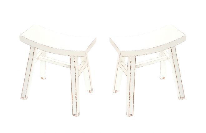 Lot de 2 tabourets baroques blancs ETALON
