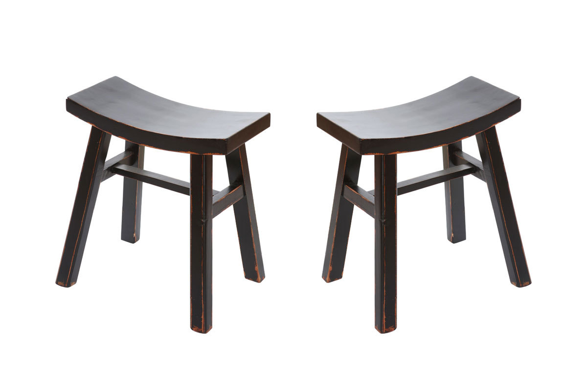Lot de 2 tabourets baroques noirs ETALON