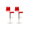 Lot de 2 tabourets bicolores rouges et blancs SATURNE carr&eacute; 