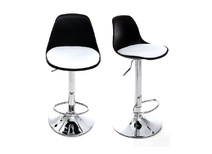 Lot de 2 tabourets de bar design noirs et blancs STEEVY