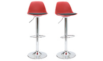 Lot de 2 tabourets de bar design rouges et noirs STEEVY