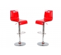 Lot de 2 tabourets rouges transparents SATURNE carr&eacute; 