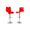 Lot de 2 tabourets rouges transparents SATURNE carr&eacute; 