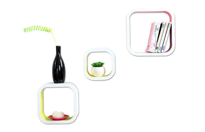 Lot de 3 &eacute;tag&egrave;res design bicolore NEW POP