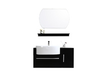 Meuble de salle de bain Sullivan : vasque, meuble sous vasque, &eacute;tag&egrave;re et miroir