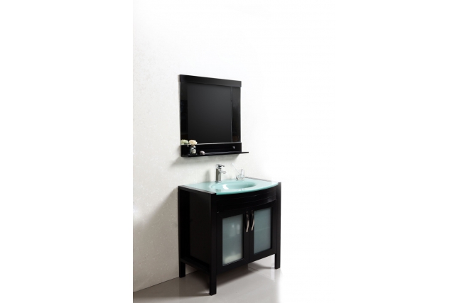 Meuble de salle de bain : vasque, meuble sous-vasque et miroir THELIO