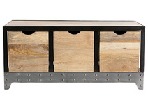 Meuble rangement industriel bois massif et m&eacute;tal ATELIER