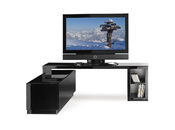 Meuble TV design laqu&eacute; noir amovible TROYE