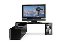 Meuble TV design laqu&eacute; noir amovible TROYE