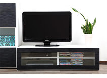 Meuble TV design lumineux 1.25 m blanc et noir SYMBIOSIS