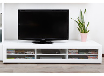 Meuble TV design lumineux 1.89 m blanc laqu&eacute; SYMBIOSIS