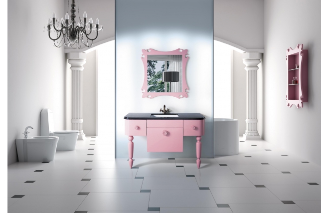 Meubles de salle de bain : vasque, meuble sous vasque, &eacute;tag&egrave;re et miroir VICKY