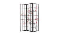 Paravent japonais en bois noir et papier SAKURA