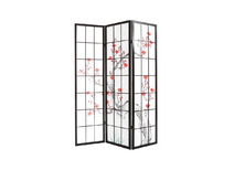 Paravent japonais en bois noir et papier SAKURA