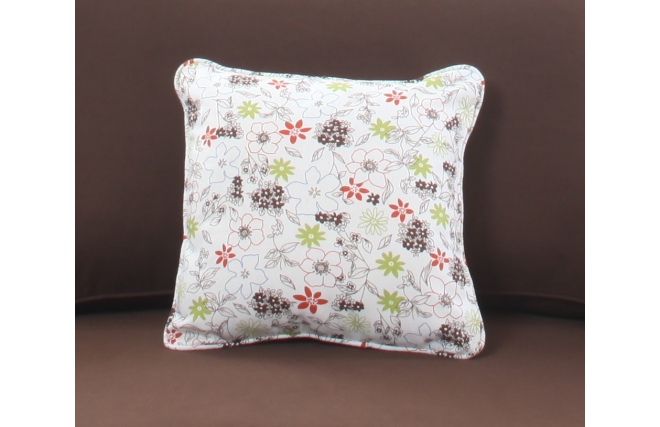 Petit coussin 40x40 coton fleuri anis