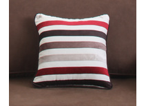 Petit coussin 40x40 velours ray&eacute; Gris / Rouge