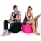 Pouf design waterproof carr&eacute; rose fuchsia CUBAG