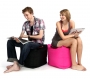 Pouf design waterproof carr&eacute; rose fuchsia CUBAG