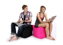 Pouf design waterproof carr&eacute; rose fuchsia CUBAG