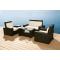 Salon de jardin BORA BORA - 2 fauteuils, 1 canap&eacute; 2 places & 1 table basse - Coloris Noir