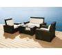 Salon de jardin BORA BORA - 2 fauteuils, 1 canap&eacute; 2 places & 1 table basse - Coloris Noir