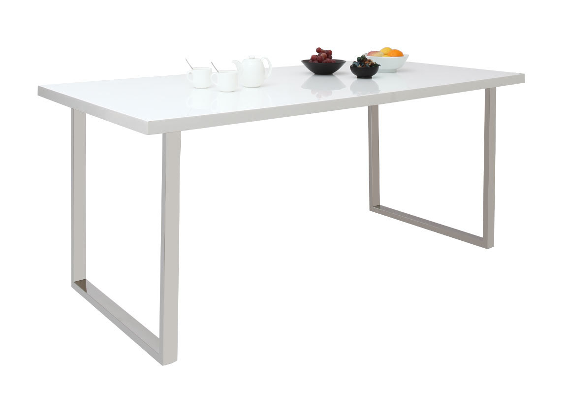 Table &agrave; manger design laqu&eacute;e blanche HALIFAX