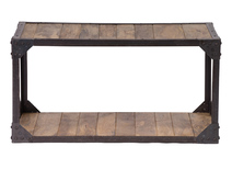 Table basse bois massif et m&eacute;tal industrielle ATELIER