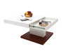 Table basse design laqu&eacute;e blanc et bois plateau ouvrant FUTURA